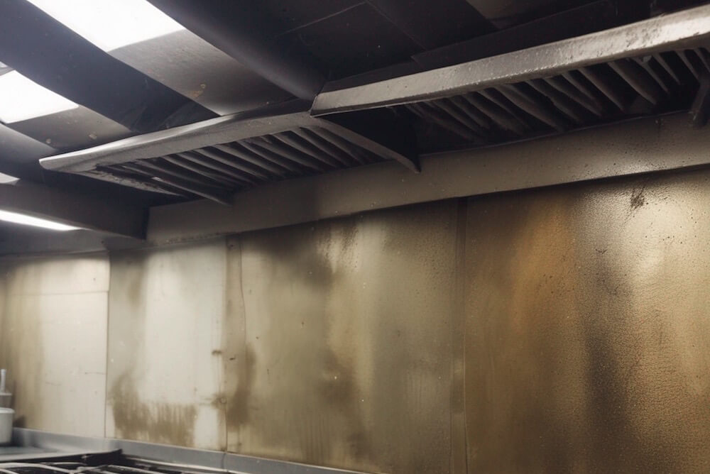 Dirty Commercial Kitchen Hood and Vent